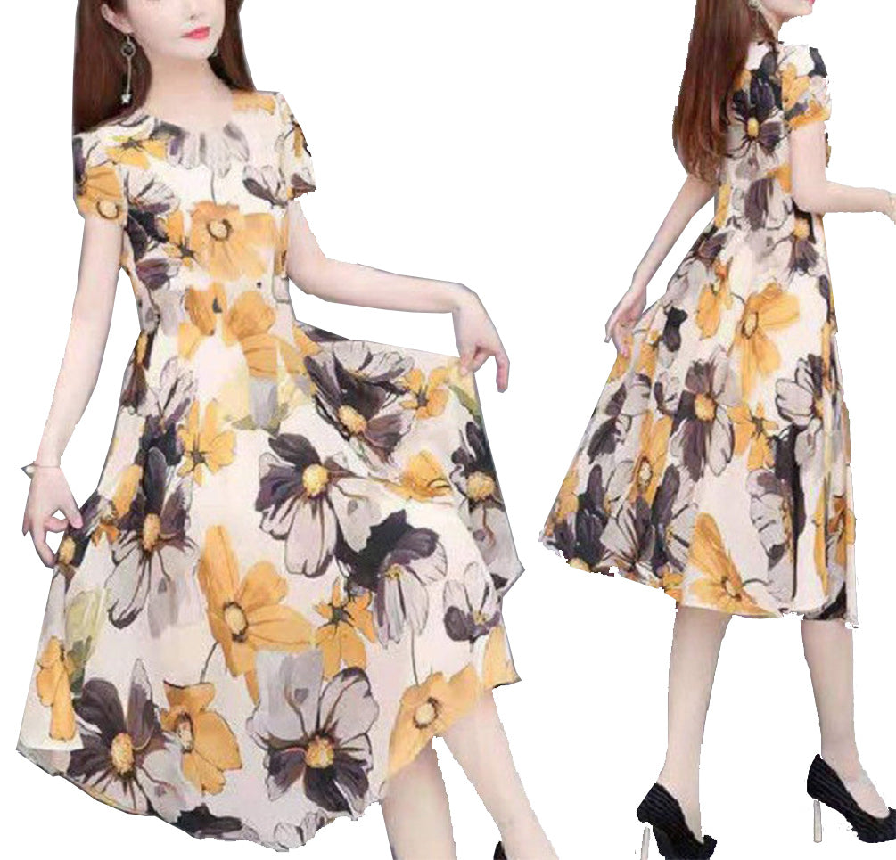 MariaKinz Women Floral Summer Casual Short Sleeve Knee Length Dress MariaKinz Women Floral Summer Casual Short Sleeve Knee Length Dress
