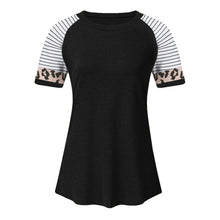 Load image into Gallery viewer, MariaKinz: Women&#39;s Clothing Leopard Striped Black, Loose Short Sleeve Casual T-Shirt MariaKinz