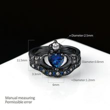 Load image into Gallery viewer, Metal Black Plated Silver and Sapphire Heart Ring Set By MariaKinz MariaKinz
