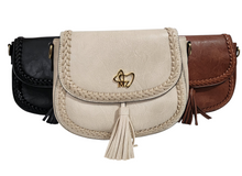 Load image into Gallery viewer, MariaKinz Flap Saddle Crossbody Handbag with Tassel for Women
