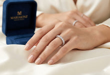 Load image into Gallery viewer, Gold Plated Stainless Steel Simulated Princess Cut Eternity Band Ring