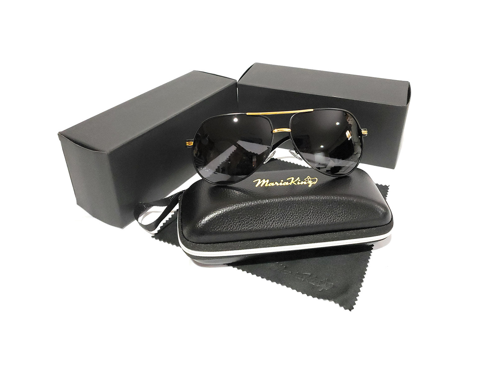 Gold Sunglasses with Black Case Maybach Gold Brown 3114 | Premium Luxury Sunglasses  main image 2